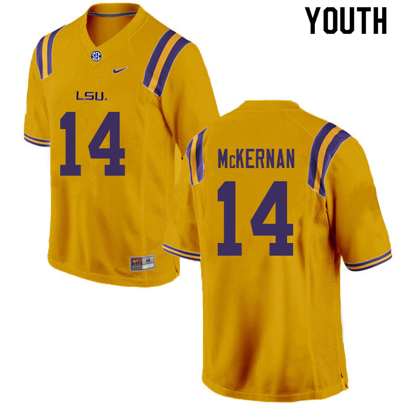 Youth #14 John Gordon McKernan LSU Tigers College Football Jerseys Sale-Gold
